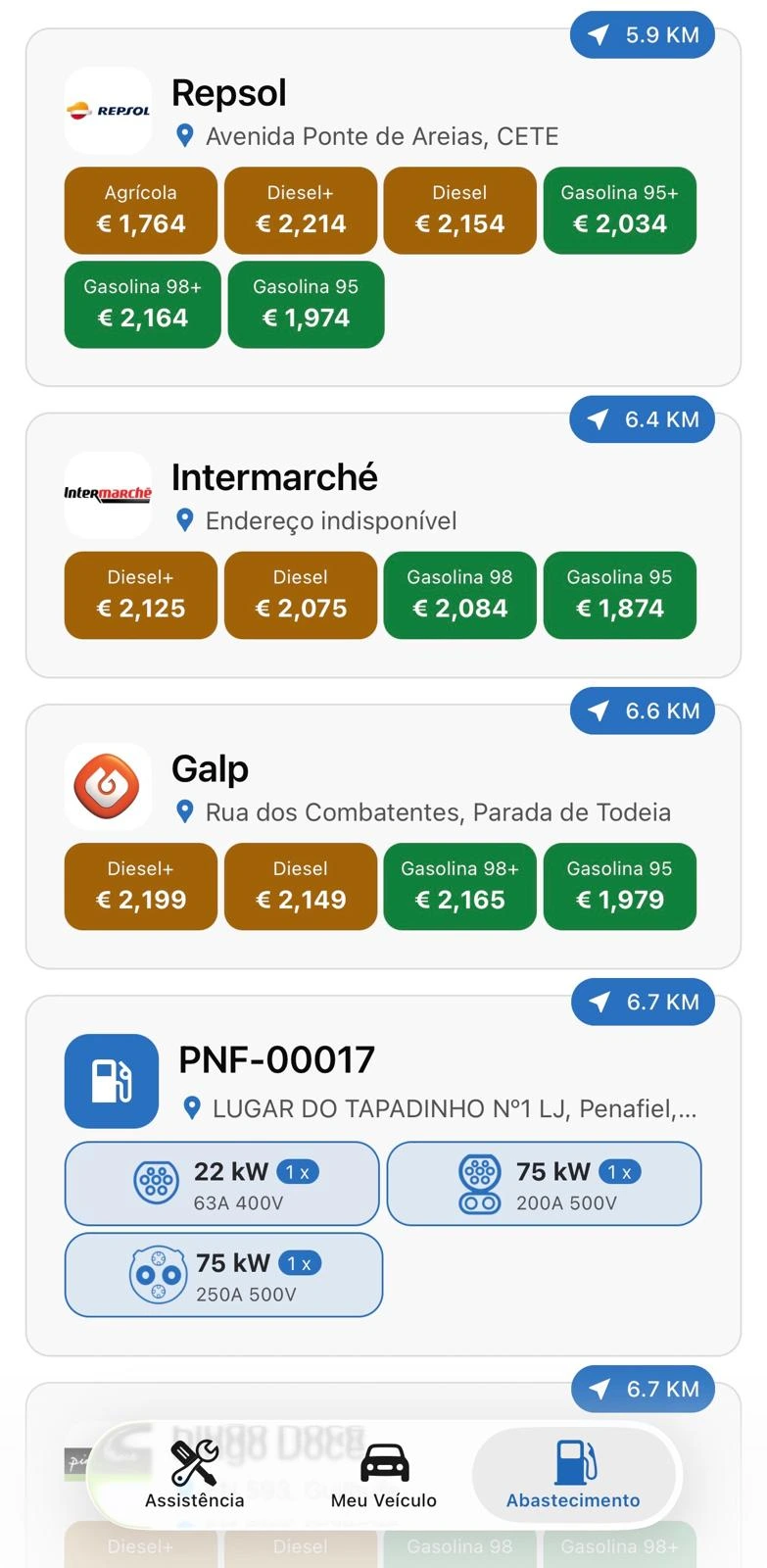 Ecrã da app Auto-mate