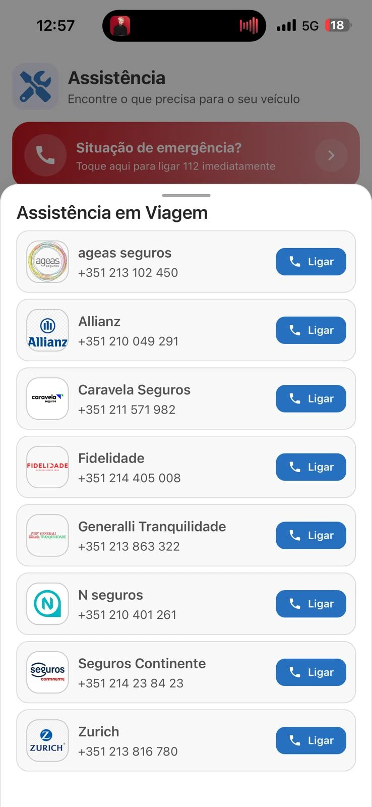 Ecrã da app Auto-mate